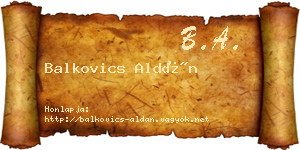 Balkovics Aldán névjegykártya
